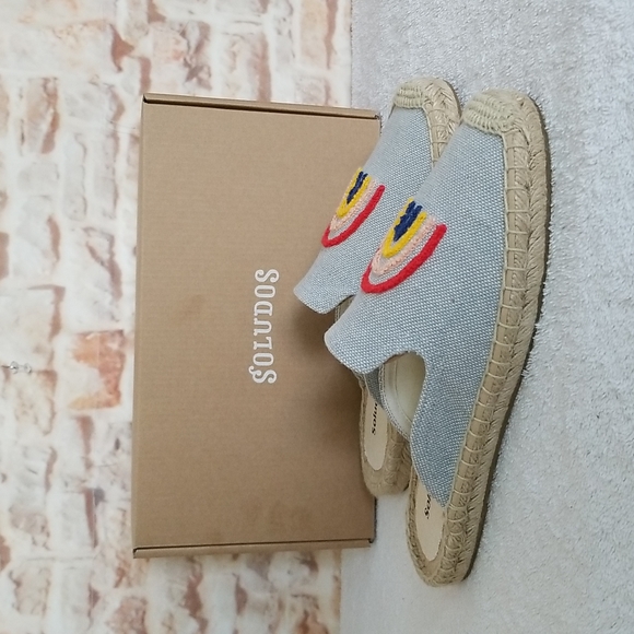 New Soludos Rainbow Embroidered Espadrille Mules - Picture 1 of 9
